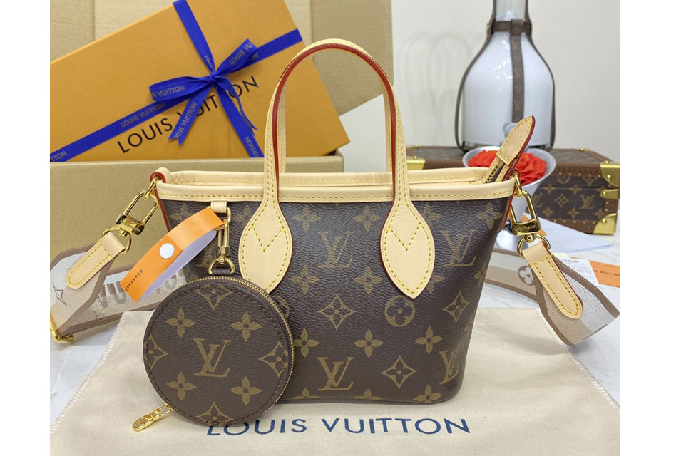 Louis Vuitton M46705 LV Neverfull BB handbag in Monogram coated canvas With Beige
