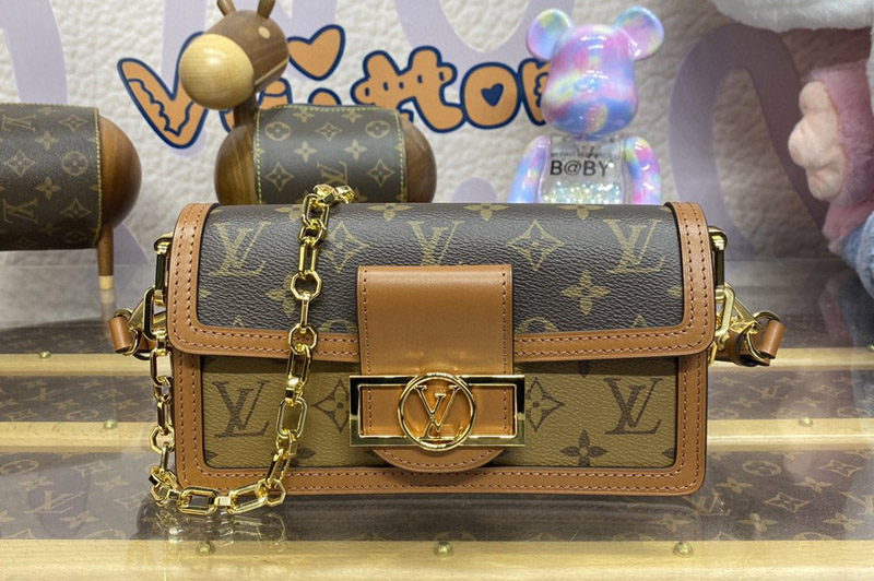 Louis Vuitton M46757 LV Dauphine East West Bag in Monogram and Monogram Reverse coated canvas