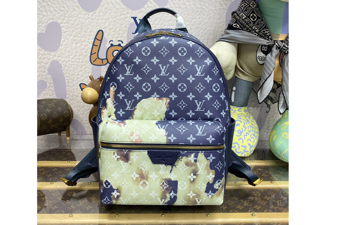 Louis Vuitton M46806 LV Discovery Backpack PM in Ink Blue Monogram Bleach coated canvas