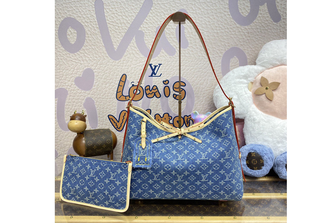 Louis Vuitton M46855 LV Carryall MM bag in Denim Blue Monogram Denim canvas
