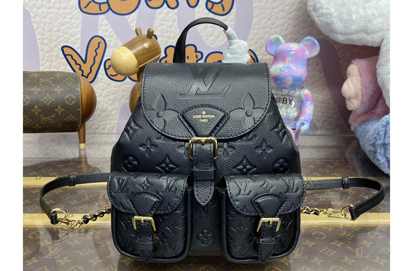Louis Vuitton M47072 LV Backup backpack in Black Monogram Empreinte embossed grained cowhide leather