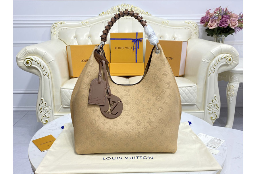 Louis Vuitton M59303 LV Carmel hobo bag in Brown Mahina perforated calf leather