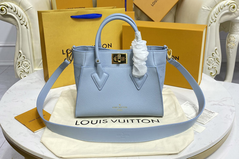 Louis Vuitton M59432 LV On My Side PM tote bag in Blue Calf leather and perforated calf leather