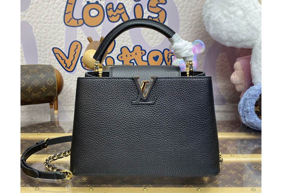 Louis Vuitton M59653 LV Capucines BB Bag in Black Taurillon leather