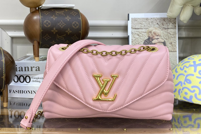 Louis Vuitton M59985 LV New Wave Chain Bag MM bag in Pink puffy calf leather