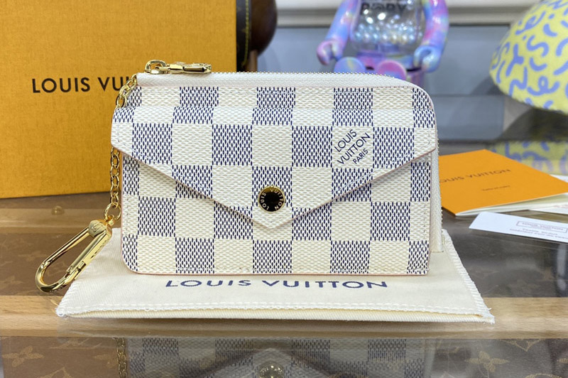 Louis Vuitton N60498 LV Card Holder Recto Verso Wallet in Damier Azur coated canvas