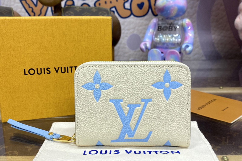 Louis Vuitton M60574 LV Zippy Coin Purse in White/Blue Monogram Empreinte Leather