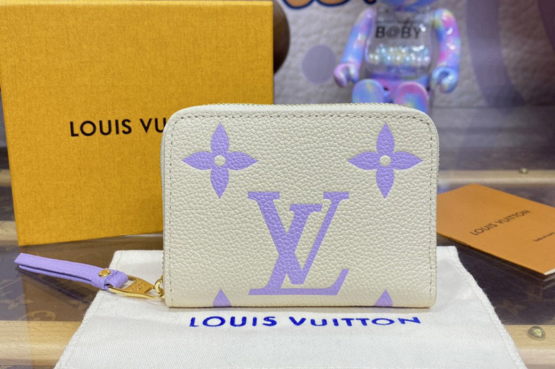 Louis Vuitton M60574 LV Zippy Coin Purse in White/Purple Monogram Empreinte Leather