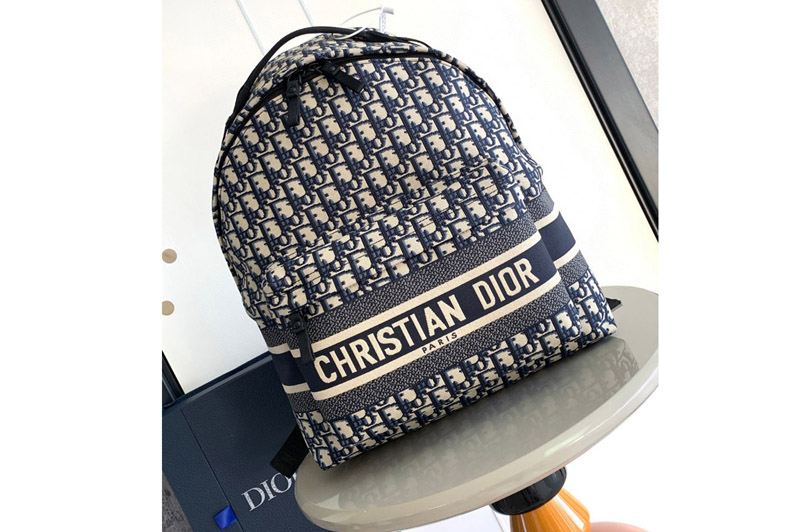 Dior M6104 Christian Dior DiorTravel Backpack in Blue Dior Oblique Jacquard