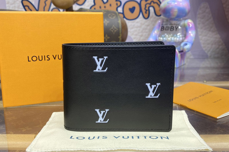 Louis Vuitton M62663 LV Multiple Wallet in Black/Silver Calfskin