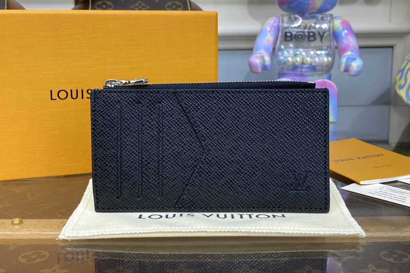 Louis Vuitton M62914 LV Coin Card Holder Wallet in Taiga cowhide leather