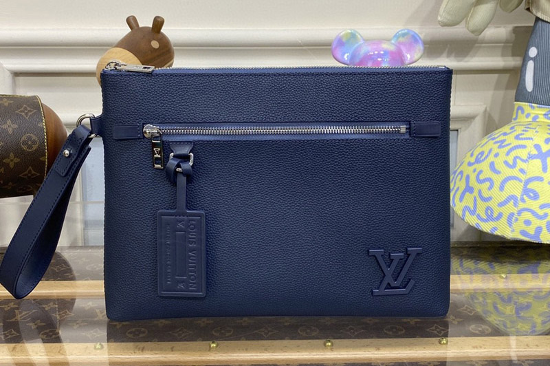 Louis Vuitton M69837 LV Takeoff Pouch In Navy Blue Cowhide leather