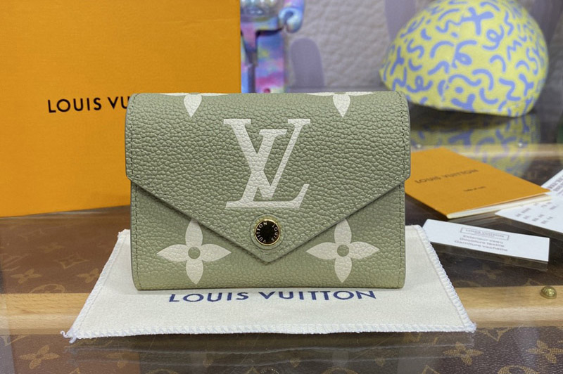 Louis Vuitton M80086 LV Victorine Wallet in Green Monogram Empreinte leather