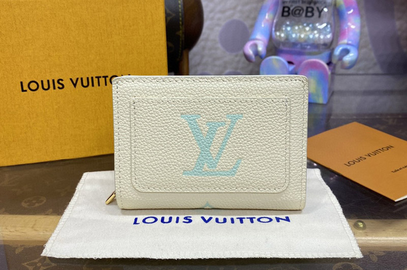 Louis Vuitton M80151 LV Clea Wallet in White/Green Monogram Empreinte Leather