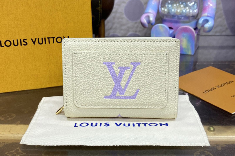 Louis Vuitton M80151 LV Clea Wallet in White/Purple Monogram Empreinte Leather