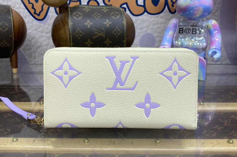 Louis Vuitton M80481 LV Zippy Wallet in White/Purple Monogram Empreinte Leather
