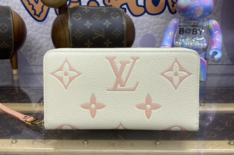 Louis Vuitton M80481 LV Zippy Wallet in White/Pink Monogram Empreinte Leather