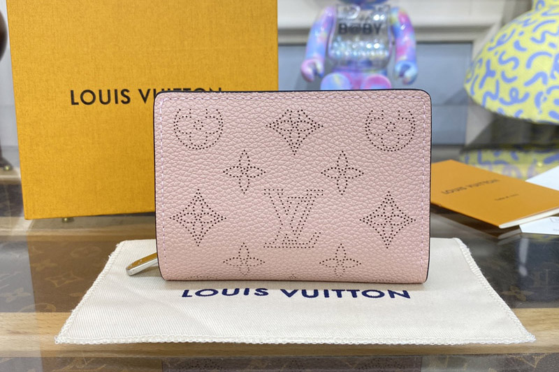 Louis Vuitton M80629 LV Cléa wallet in Pink Mahina perforated calf leather