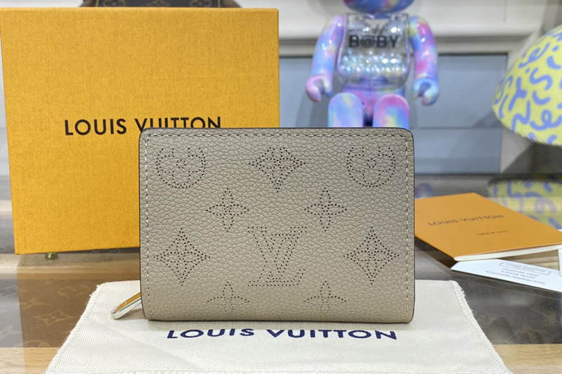 Louis Vuitton M80817 LV Cléa wallet in Grey Mahina perforated calf leather