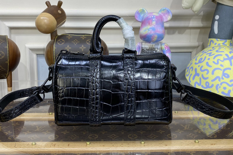 Louis Vuitton N80241 LV Keepall XS Bag in Croco Matte Black Crocodilian leather