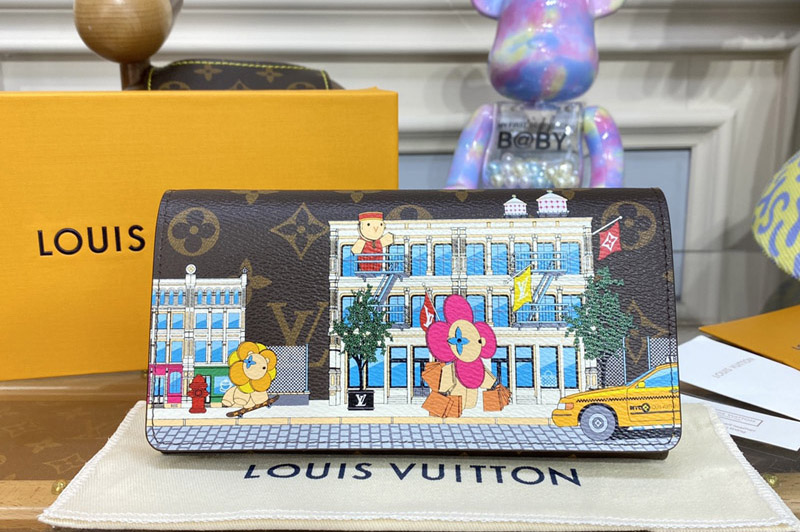Louis Vuitton M81608 LV Sarah wallet in Monogram coated canvas With Yellow