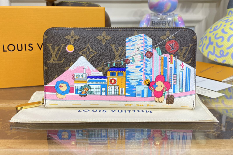 Louis Vuitton M81630 LV Zippy Wallet in Monogram coated canvas With Blue