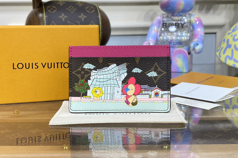 Louis Vuitton M81729 LV Card Holder in Monogram canvas With Fuchsia