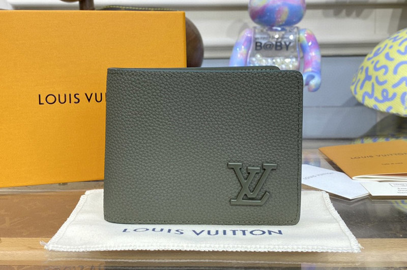 Louis Vuitton M81734 LV Multiple wallet in Khaki LV Aerogram cowhide leather