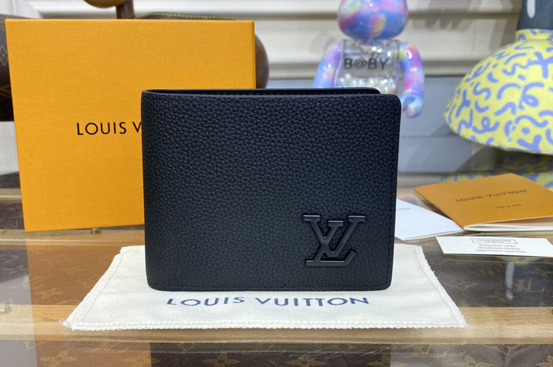 Louis Vuitton M81734 LV Multiple wallet in Black LV Aerogram cowhide leather