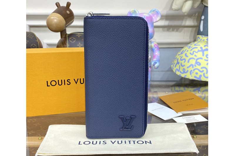 Louis Vuitton M81767 LV Zippy wallet in Navy Blue LV Aerogram cowhide leather