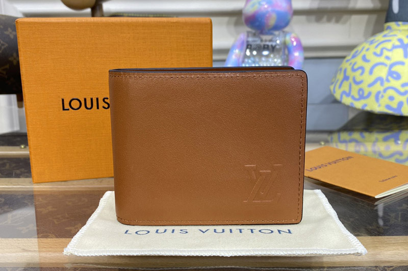 Louis Vuitton M81770 LV Slender wallet in Tan Millesime calf leather