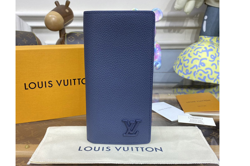 Louis Vuitton M81810 LV Brazza wallet in Navy Blue LV Aerogram cowhide leather