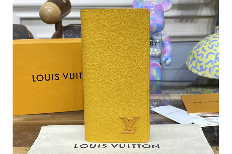 Louis Vuitton M81811 LV Brazza wallet in Yellow LV Aerogram cowhide leather