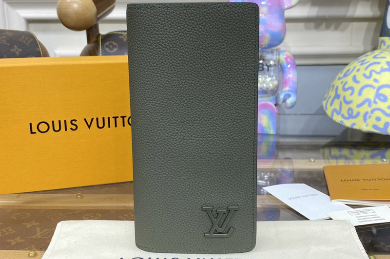 Louis Vuitton M81813 LV Brazza wallet in Khaki LV Aerogram cowhide leather