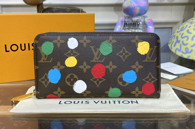 Louis Vuitton M81864 LV x YK Zippy Wallet in Monogram coated canvas with 3D Painted Dots print