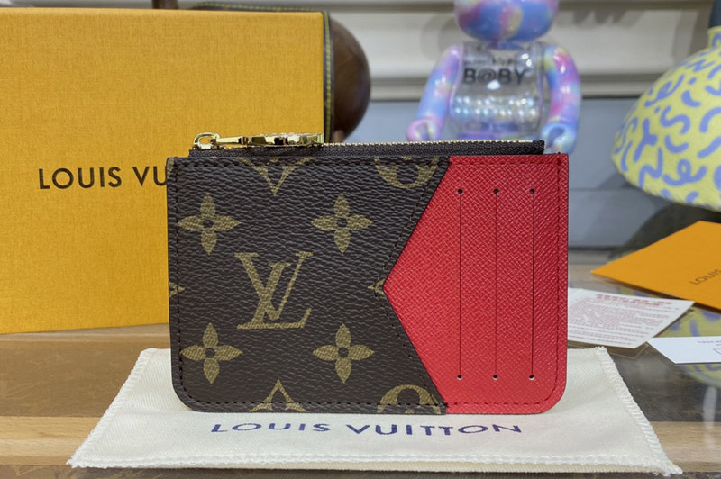 Louis Vuitton M81881 Romy card holder in Monogram coated canvas With Red