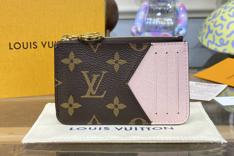 Louis Vuitton M81882 Romy card holder in Monogram coated canvas With Pink