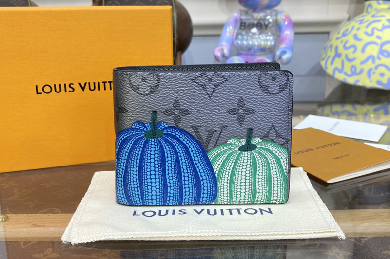 Louis Vuitton M81967 LV Slender Wallet in Monogram Eclipse Reverse coated canvas with colorful Pumpkin print