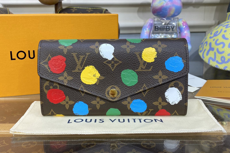 Louis Vuitton M81980 LV x YK Sarah Wallet in Monogram coated canvas with 3D Painted Dots print