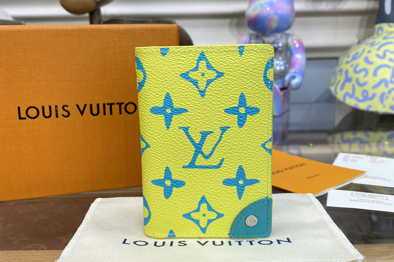 Louis Vuitton M82034 LV Pocket Organizer Wallet in Lime Monogram Playground coated canvas