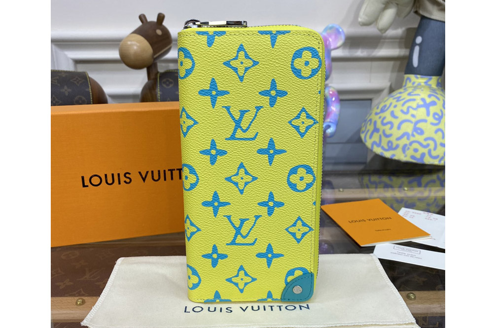 Louis Vuitton M81967 LV Zippy Vertical Wallet in Lime Monogram Playground coated canvas
