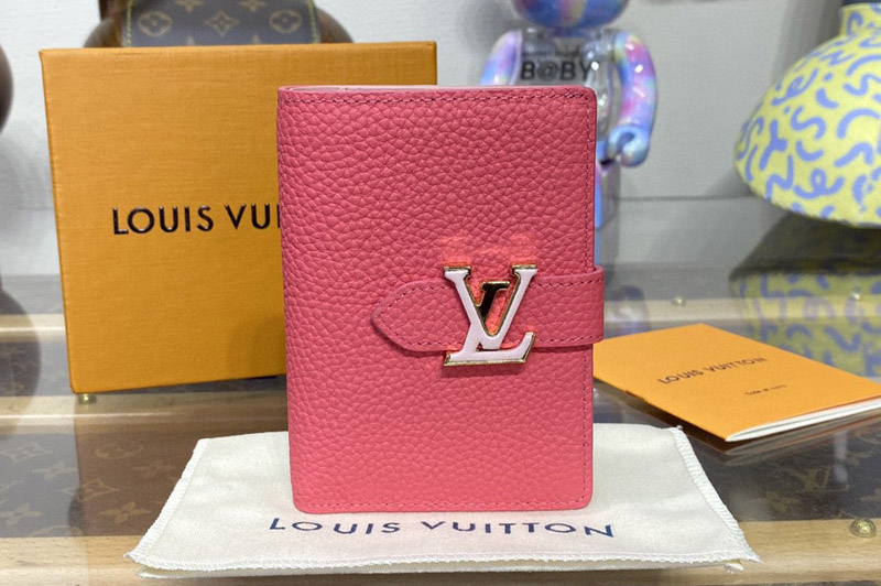 Louis Vuitton M82461 LV Vertical compact wallet in Rose Taurillon leather