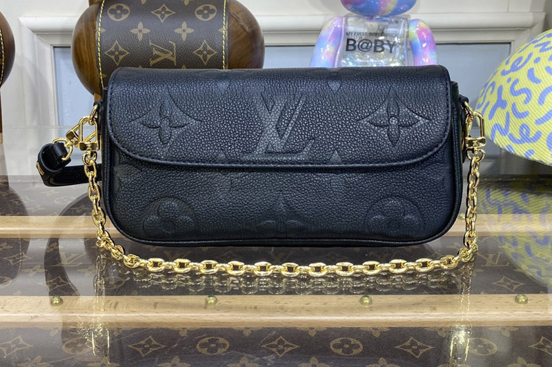 Louis Vuitton M82154 LV Wallet on Chain Ivy Bag in Black Monogram Empreinte leather
