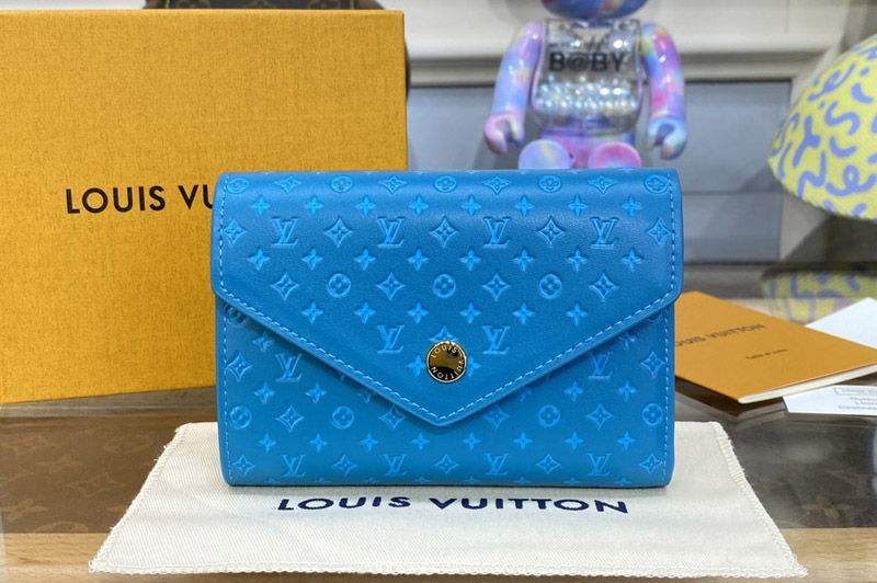 Louis Vuitton M82314 LV Victorine wallet in Blue Monogram-embossed calf leather