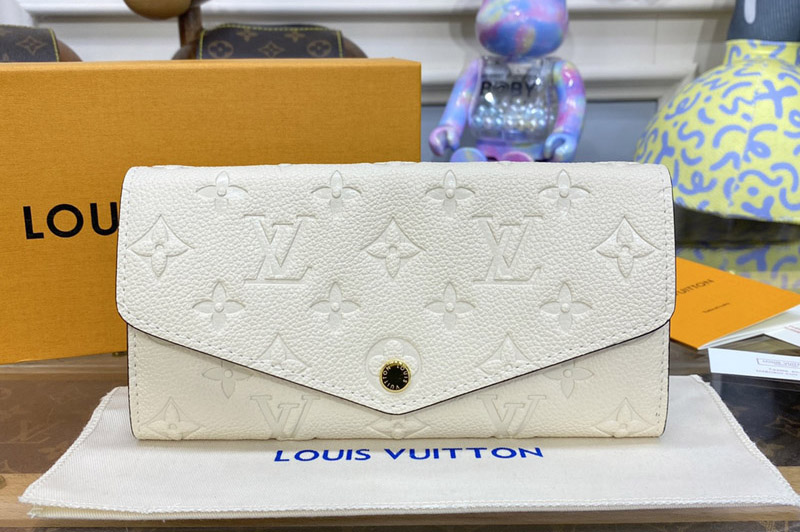 Louis Vuitton M82257 LV Sarah wallet in White Monogram Empreinte embossed supple grained cowhide leather