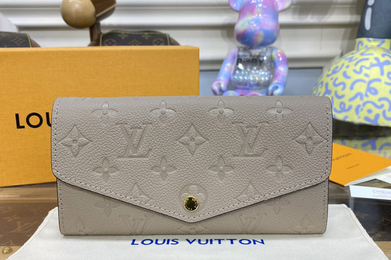 Louis Vuitton M82256 LV Sarah wallet in Beige Monogram Empreinte embossed supple grained cowhide leather