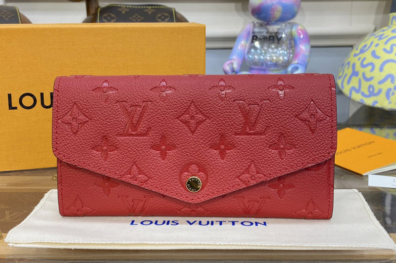 Louis Vuitton M82257 LV Sarah wallet in Red Monogram Empreinte embossed supple grained cowhide leather