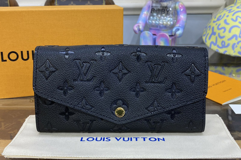 Louis Vuitton M82257 LV Sarah wallet in Black Monogram Empreinte embossed supple grained cowhide leather
