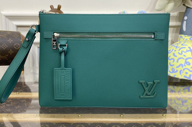 Louis Vuitton M82271 LV Takeoff Pouch In Green Cowhide leather
