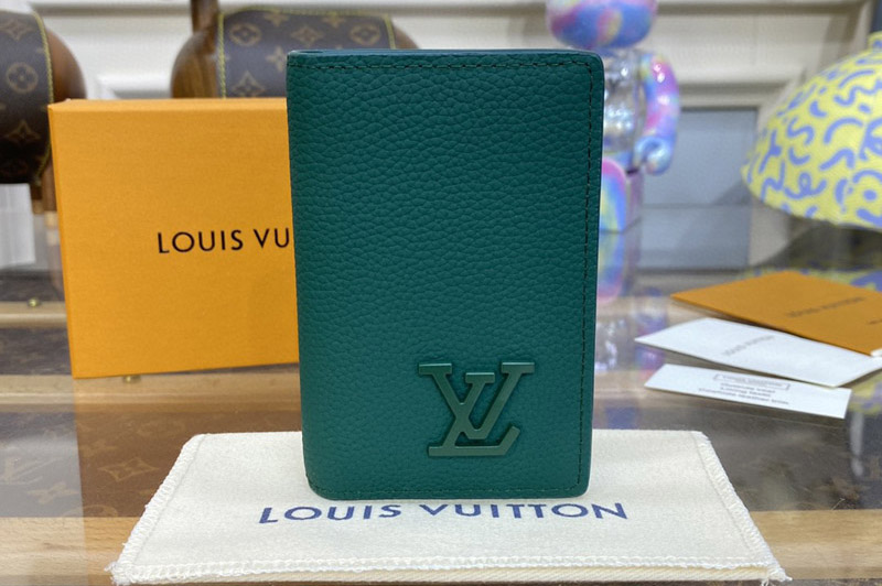 Louis Vuitton M82276 LV Pocket Organizer Wallet in Evergreen Leather